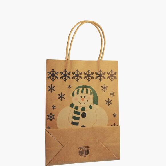Snowman Paper Gift Bag Handles Winter Holiday Medium 9x6 - Picture 3 of 3